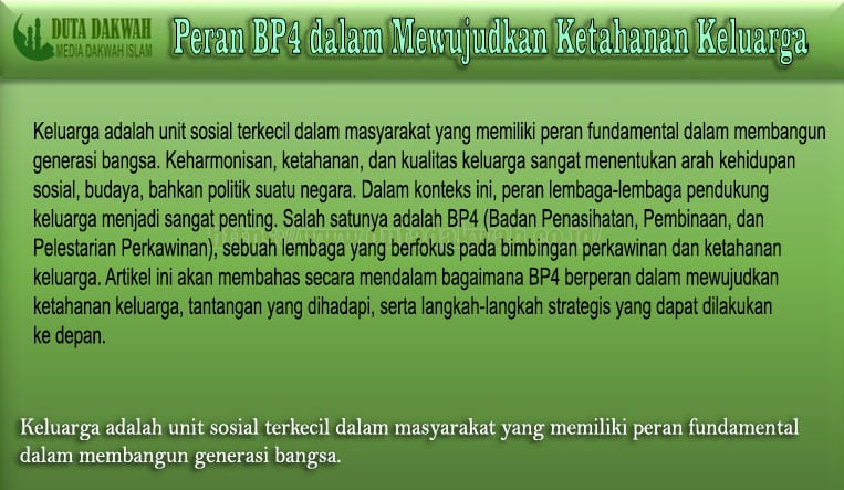 Peran BP4 dalam Mewujudkan Ketahanan Keluarga